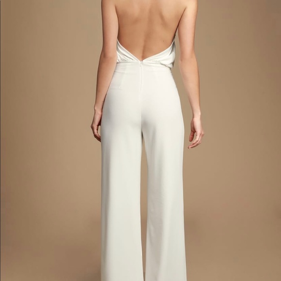 all white halter jumpsuit